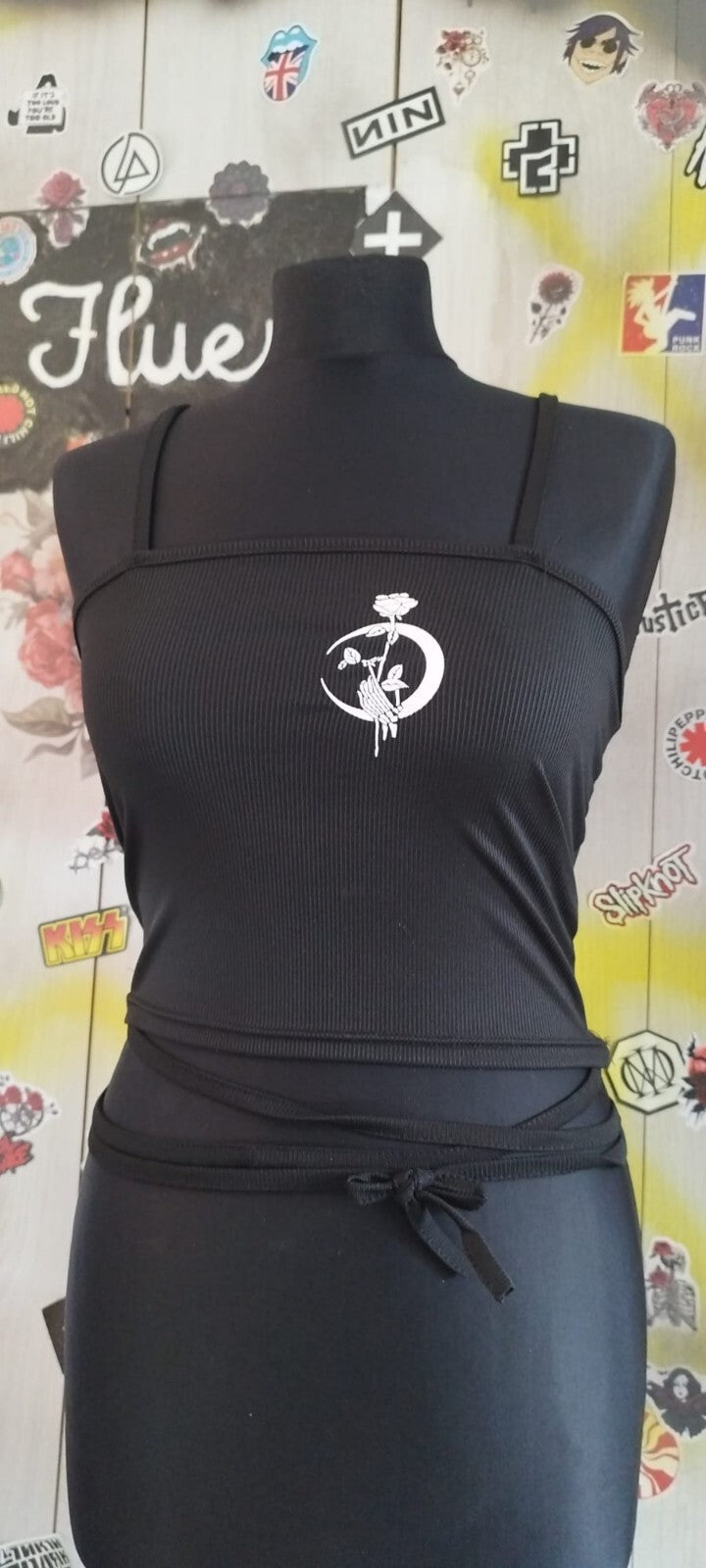 Gothic Rose Skull Halter Neck