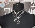 Gothic Layered Heart Winged Necklace