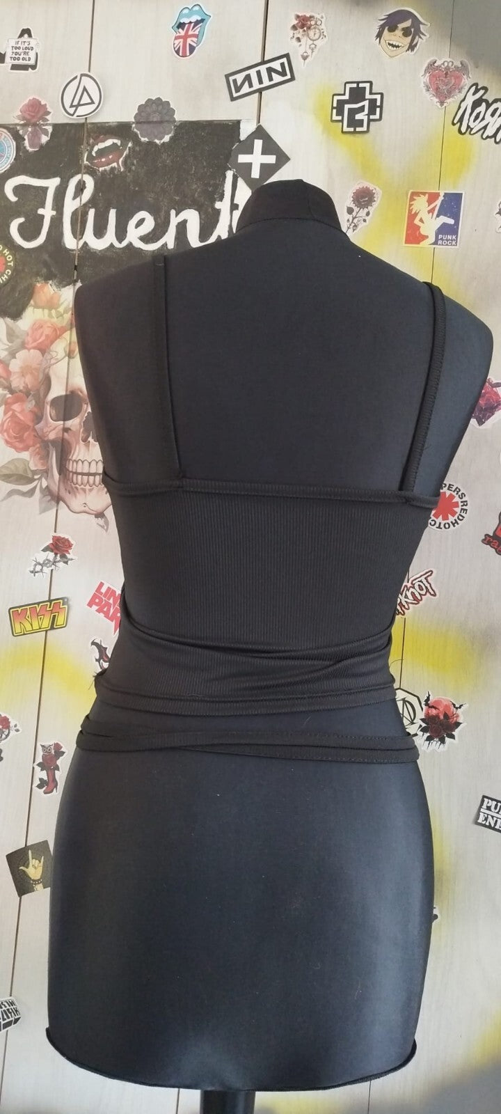 Gothic Rose Skull Halter Neck