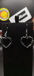 Heart Shaped Barbed Wire Gothic Earrings (Small)