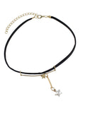 Gothic Punk 90s Black Pu Leather Star Charm Tattoo Choker Necklace Grunge Collar
