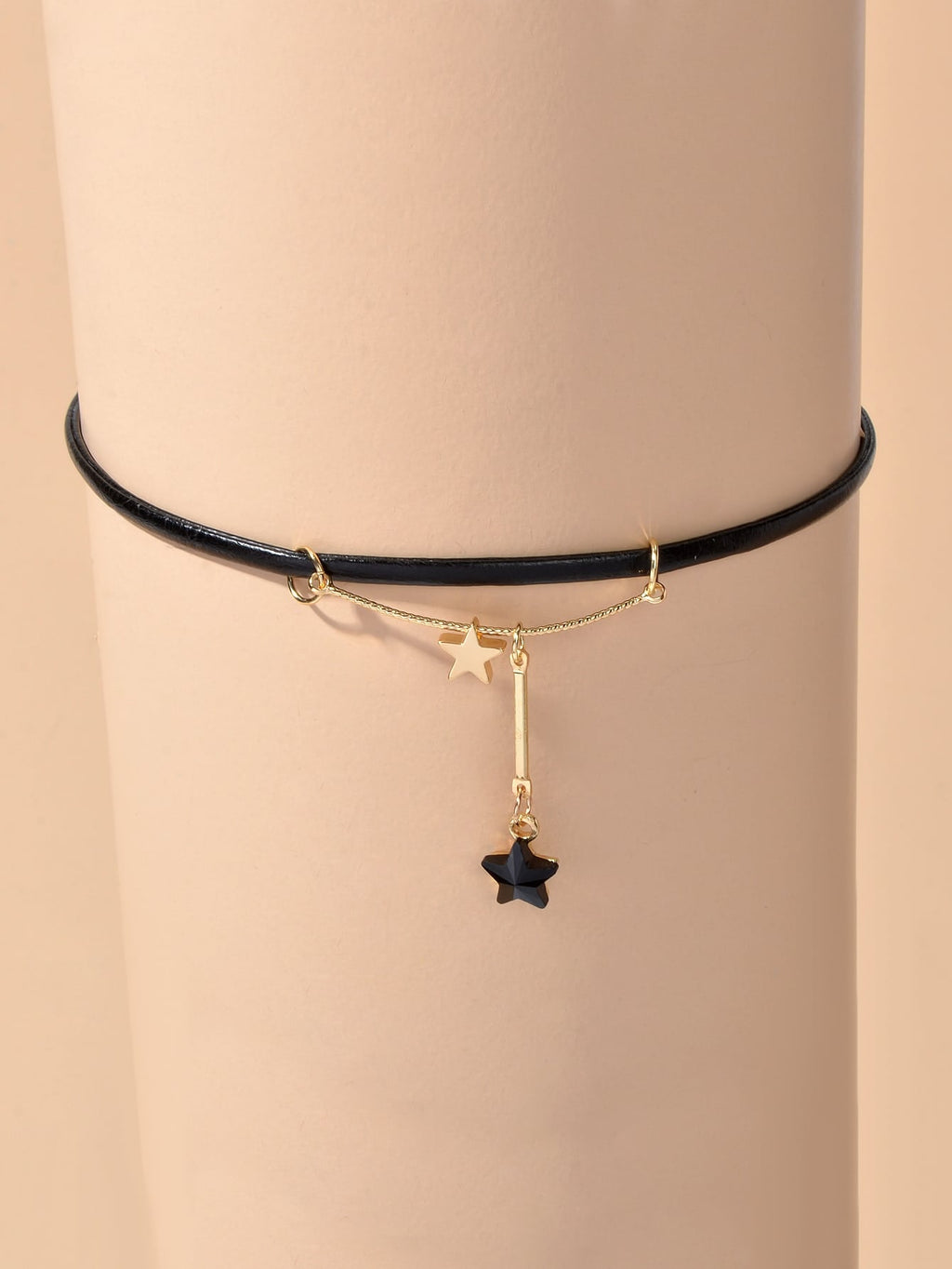 Gothic Punk 90s Black Pu Leather Star Charm Tattoo Choker Necklace Grunge Collar