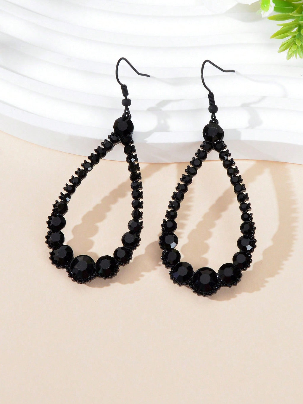 Black Lace Necklace with Teardrop Pendant Earrings Set - Elegant Gothic Jewelry