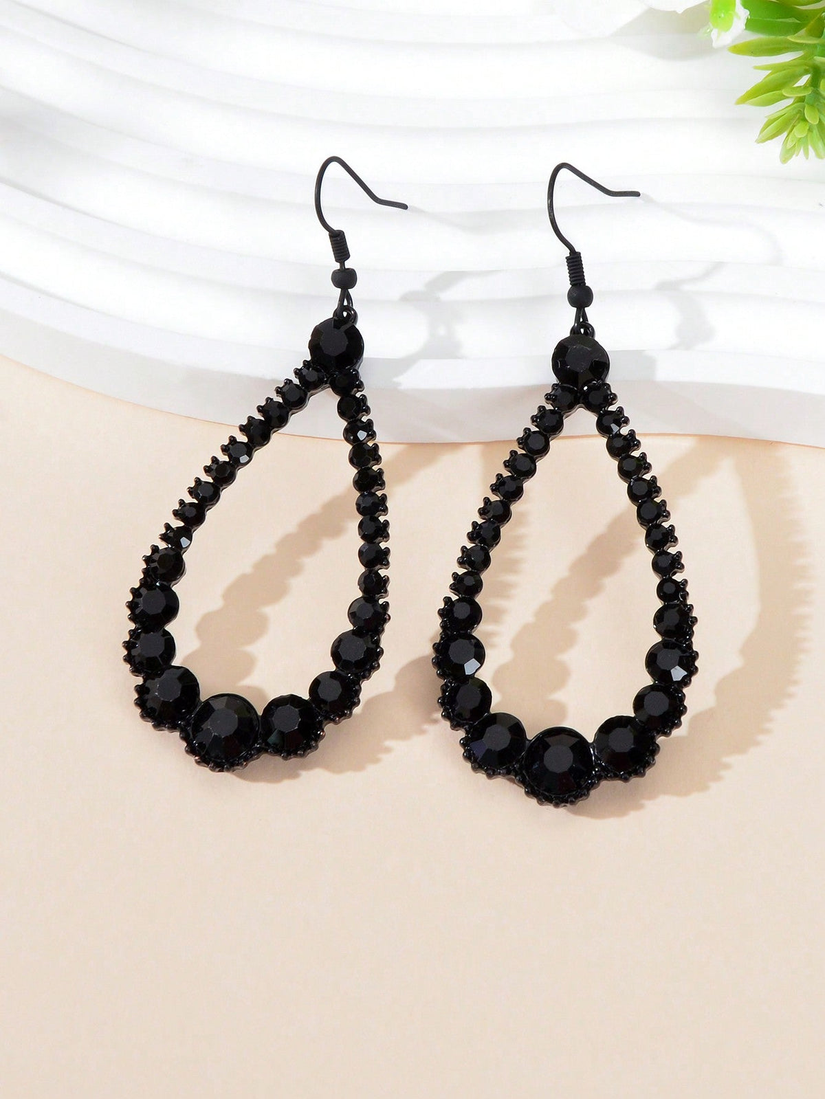 Black Lace Necklace with Teardrop Pendant Earrings Set - Elegant Gothic Jewelry