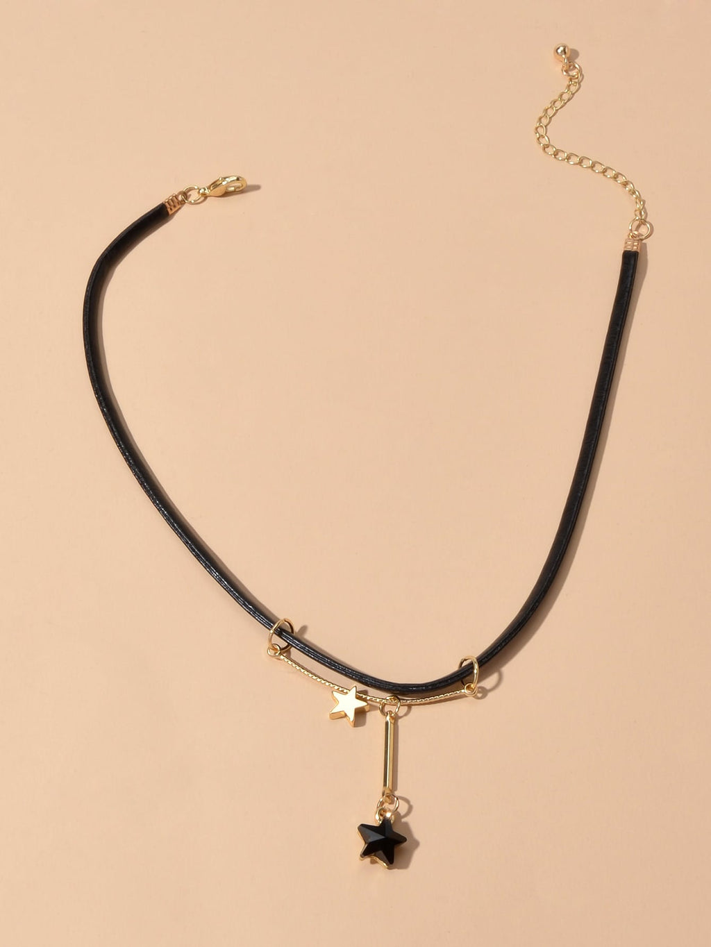 Gothic Punk 90s Black Pu Leather Star Charm Tattoo Choker Necklace Grunge Collar