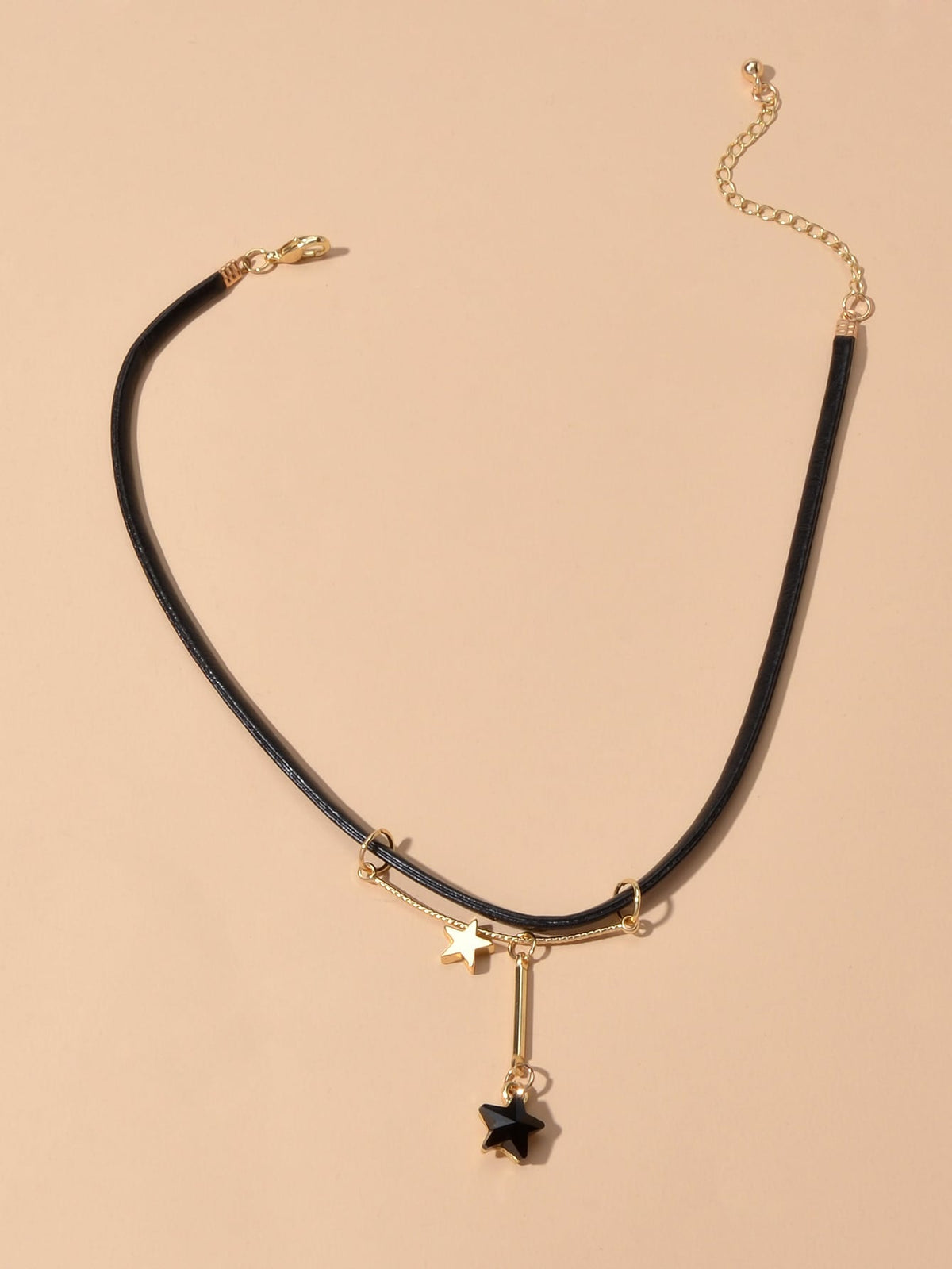 Gothic Punk 90s Black Pu Leather Star Charm Tattoo Choker Necklace Grunge Collar
