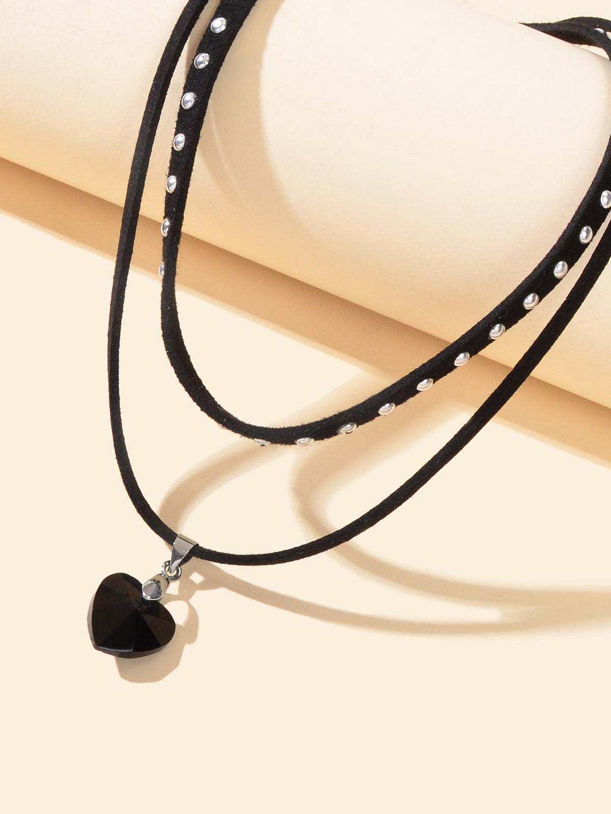 Halloween Cosplay Jewellery 90s Gothic Layered Black Choker Heart Charm Necklace