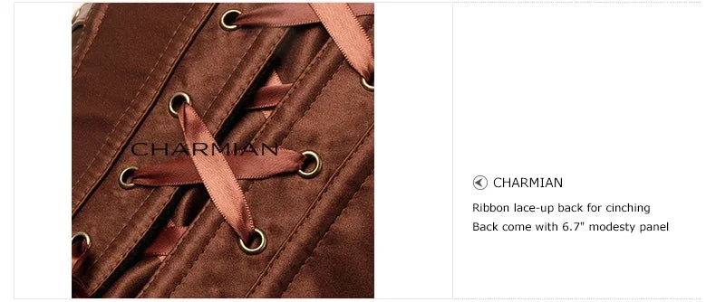 Charmian steampunk couro espartilho superior feminino gótico cetim rebite fivela zíper overbust espartilho blindado plus size bustier
