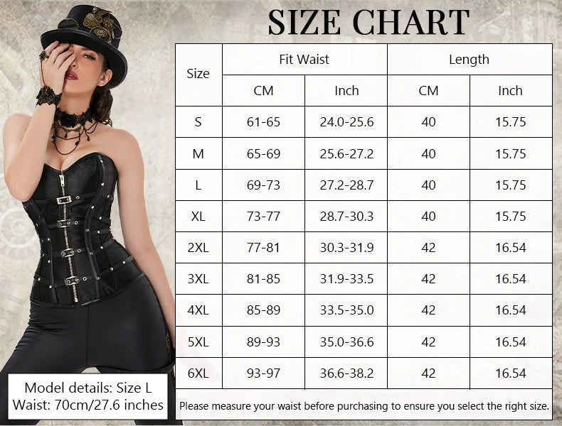 Charmian steampunk couro espartilho superior feminino gótico cetim rebite fivela zíper overbust espartilho blindado plus size bustier