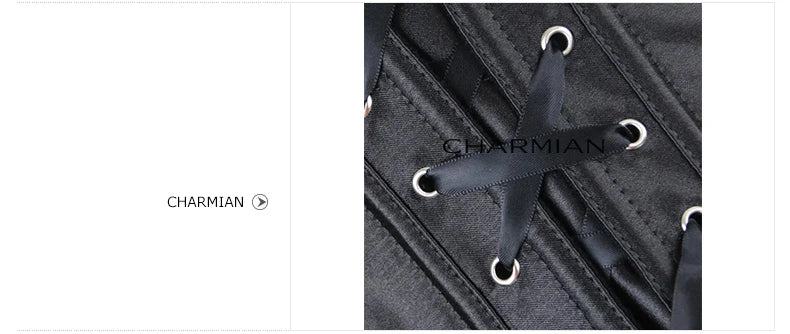 Charmian steampunk couro espartilho superior feminino gótico cetim rebite fivela zíper overbust espartilho blindado plus size bustier