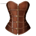 Charmian steampunk couro espartilho superior feminino gótico cetim rebite fivela zíper overbust espartilho blindado plus size bustier