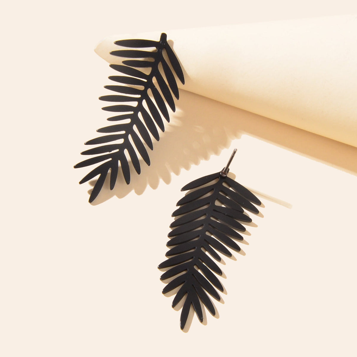 Gothic Punk Black Leaf Stud Statement Pierced Earrings Personality Accessories