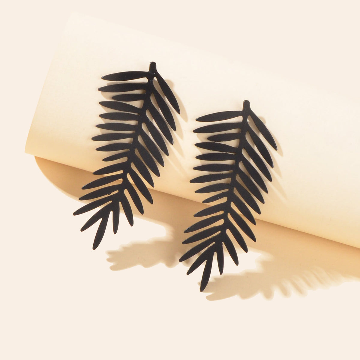 Gothic Punk Black Leaf Stud Statement Pierced Earrings Personality Accessories