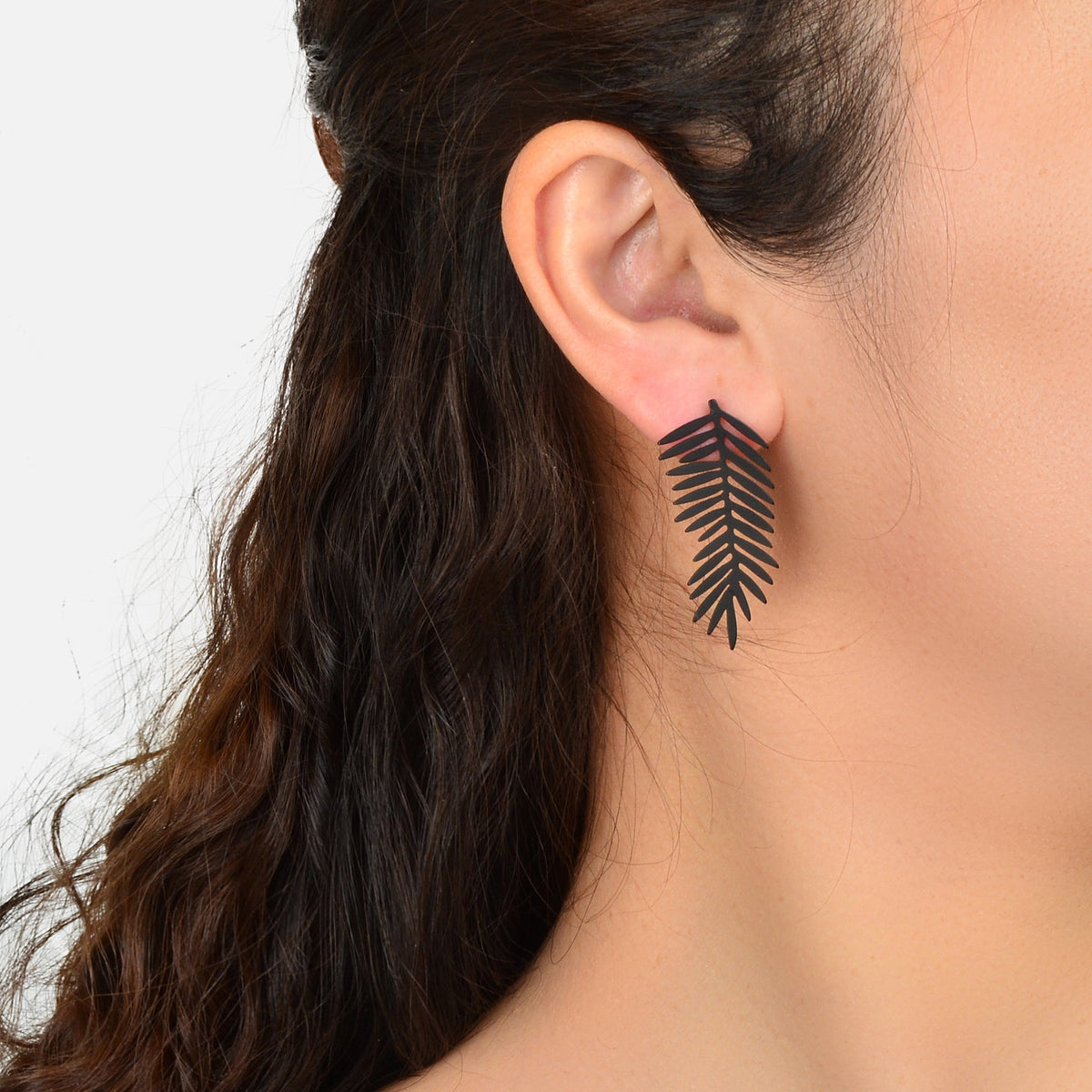 Gothic Punk Black Leaf Stud Statement Pierced Earrings Personality Accessories
