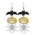 Halloween Gothic Acrylic Black Bat Spider Pumpkin Statement Drop Earrings Party