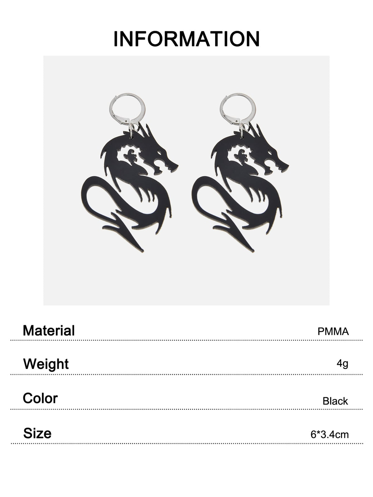 Halloween Acrylic Dragon Dangle Hoop Earring Gothic Spooky Party Cosplay Jewelry
