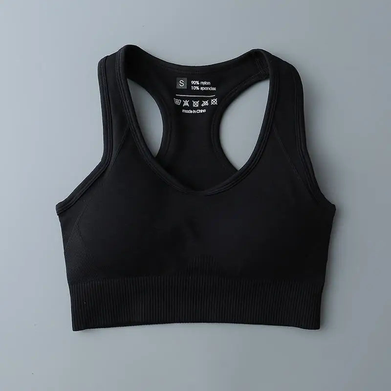 Sutiã sem costura para mulheres, sutiã esportivo acolchoado, corrida, roupas de treino, roupas de ginástica feminina, top fitness, roupas esportivas monocromáticas, novo