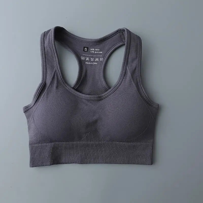 Sutiã sem costura para mulheres, sutiã esportivo acolchoado, corrida, roupas de treino, roupas de ginástica feminina, top fitness, roupas esportivas monocromáticas, novo