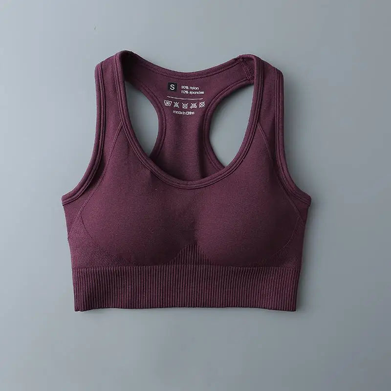 Sutiã sem costura para mulheres, sutiã esportivo acolchoado, corrida, roupas de treino, roupas de ginástica feminina, top fitness, roupas esportivas monocromáticas, novo