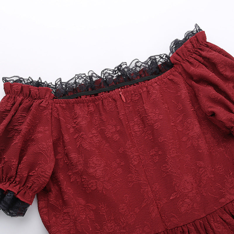 Altgoth escuro academia gótico vestido feminino harajuku streetwear fairycore grunge rendas retalhos puff manga vestido de cintura alta feminino