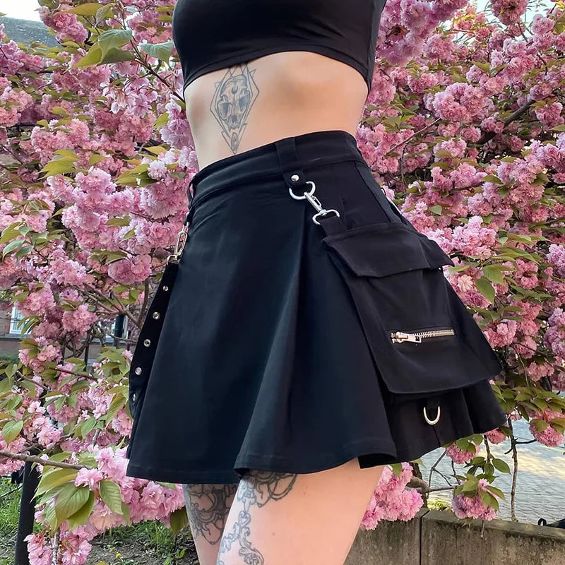 FICHOR-Mulheres Góticas Renda Ruffle Mini Saias, Harajuku, Fairy Grunge, Xadrez Rosa, Plissado, Japonês Lolita Streetwear, Mall Goth