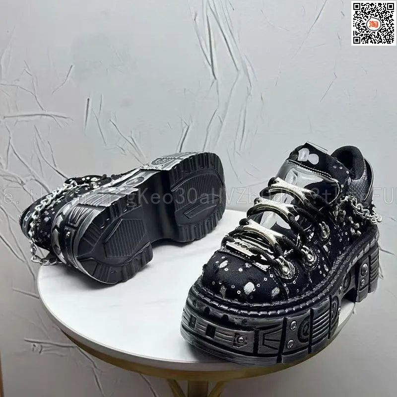 Novo Lançamento Verão 2026: Tênis Masculino Estilo Punk com Plataforma, Personalidade Niche, Moda Urbana Descolada, Modelo Dad Shoes