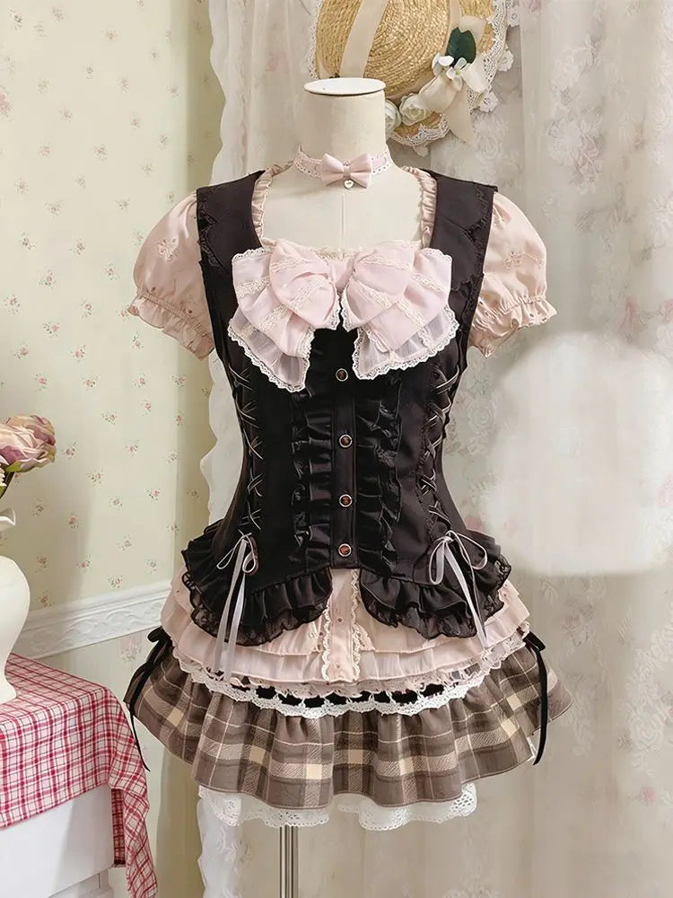 Conjunto Y2K Kawaii com Renda 3 Peças