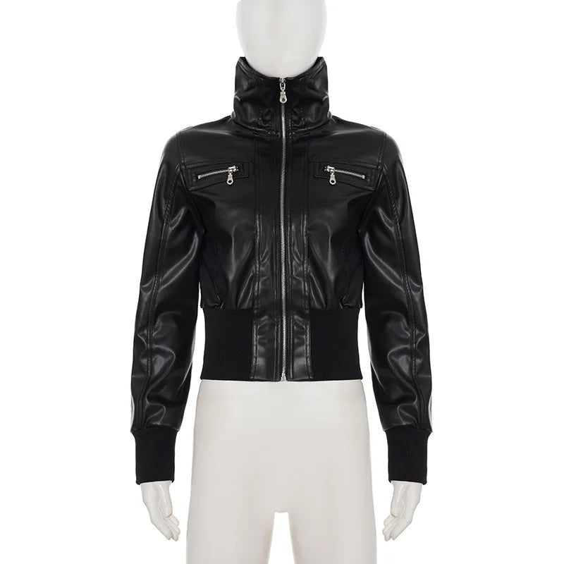 Altgoth americano vintage jaqueta de couro do plutônio feminino streetwear harajuku grunge emo alternativa grunge zíper casacos casuais feminino