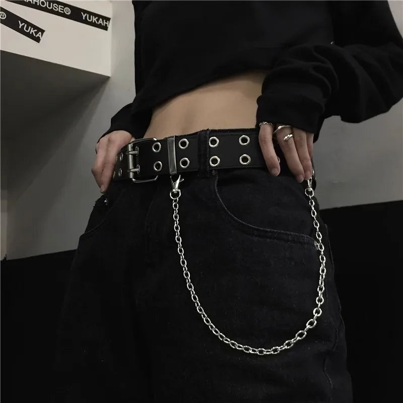 Moda liga feminina cintos corrente de luxo para couro genuíno novo estilo pino fivela jeans decorativo senhoras retro decorativo punk