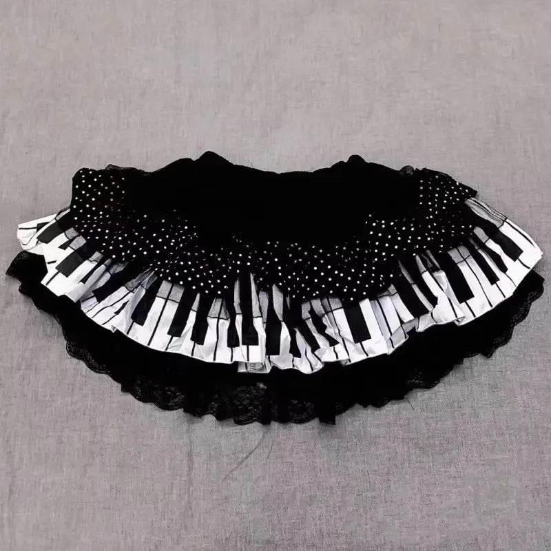 Y2k gótico punk preto branco saia curta feminina quente pintainho escuro bolinhas plissado bolo saia feminina doce chique lolita saias de renda