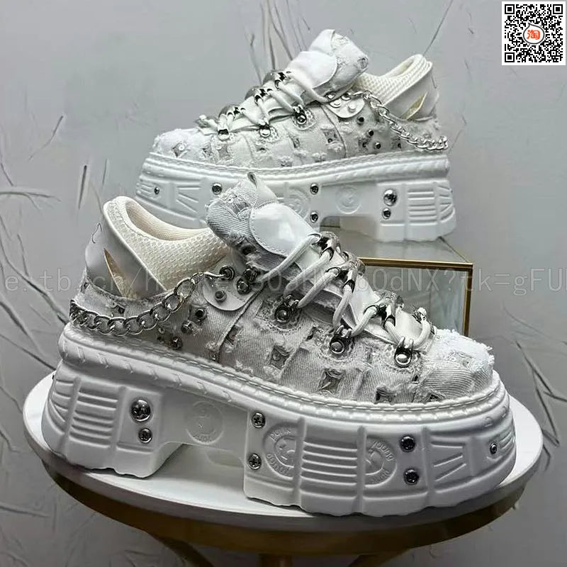Novo Lançamento Verão 2026: Tênis Masculino Estilo Punk com Plataforma, Personalidade Niche, Moda Urbana Descolada, Modelo Dad Shoes