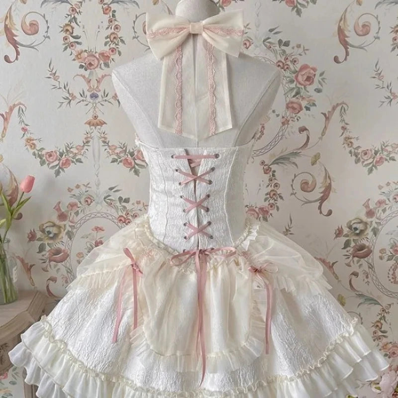 Verão harajuku lolita gótico halter vestidos femininos sexy fora do ombro manga longa vestidos japonês kawaii magro arco mini vestido