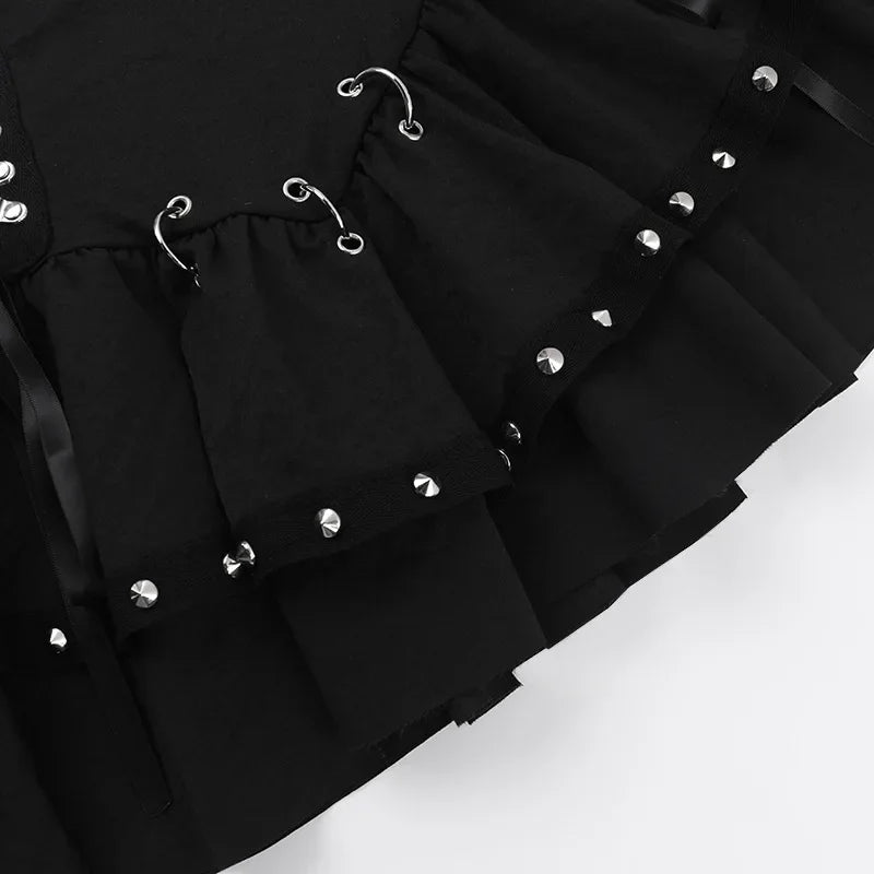 Mini Saia Punk Vintage com Rebites