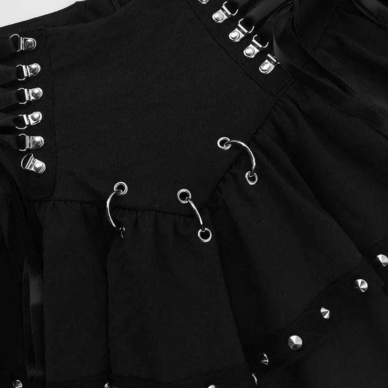 Mini Saia Punk Vintage com Rebites