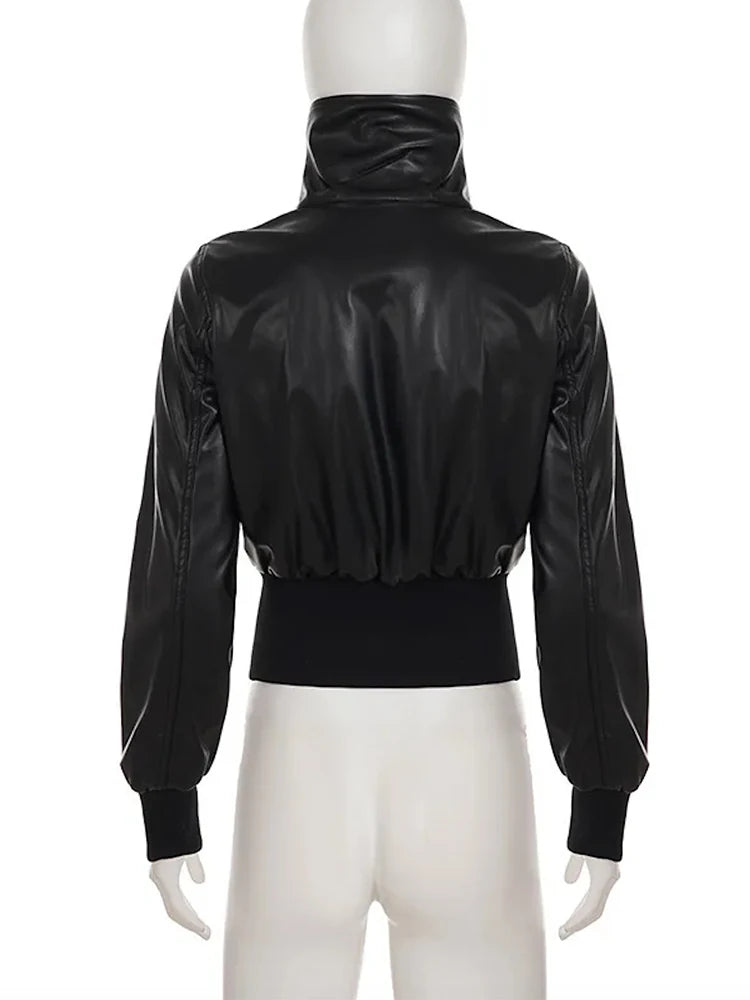 Altgoth americano vintage jaqueta de couro do plutônio feminino streetwear harajuku grunge emo alternativa grunge zíper casacos casuais feminino