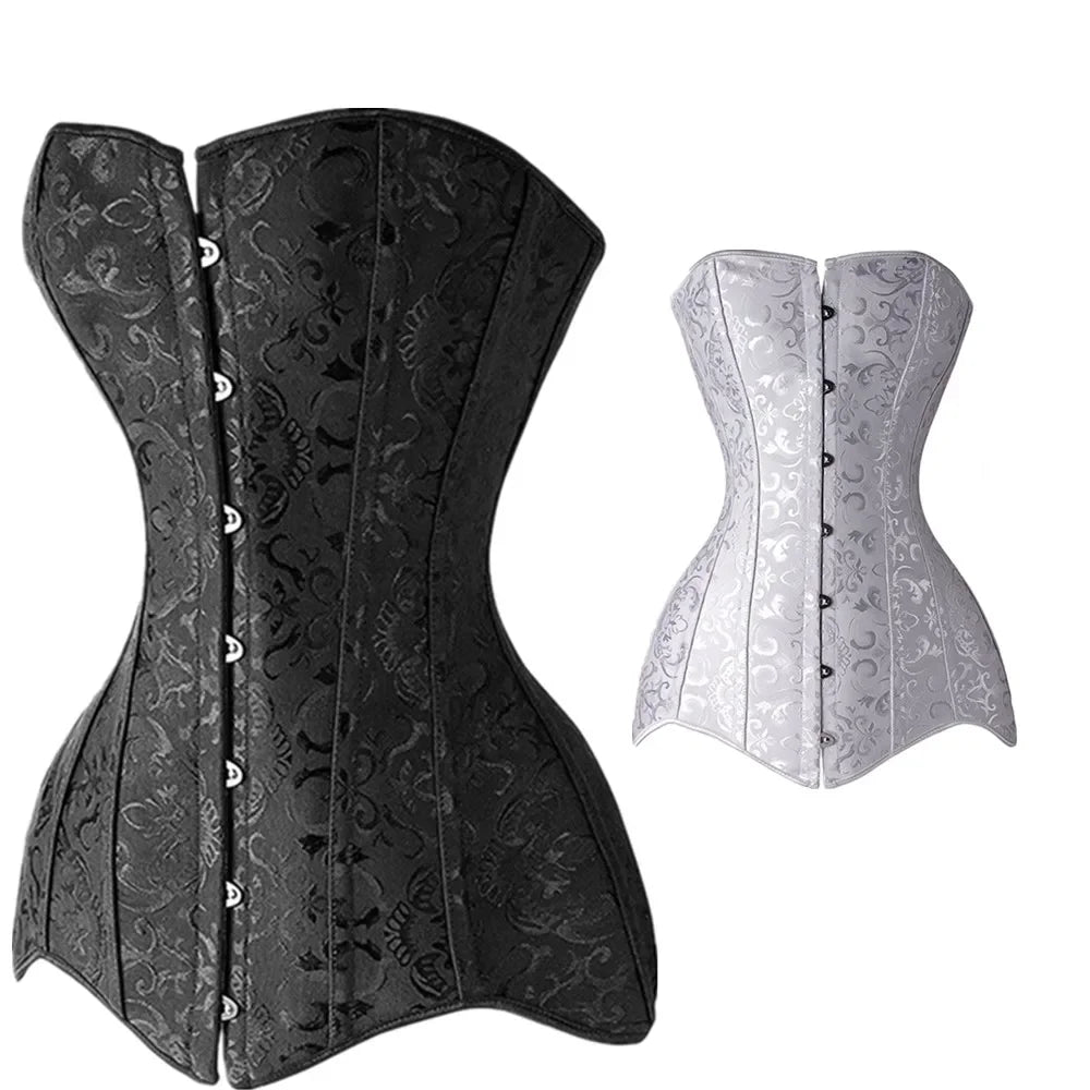 Preço por atacado Espartilho longo torso roupas sexy korse jacquard aço desossado bustier 6xl plus size korsett feminino steampunk gorset