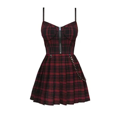 Gótico lolita xadrez vestido y2k egirl punk vestidos plissados cinta de espaguete mini jurken emo alt goth streetwear vestido feminino
