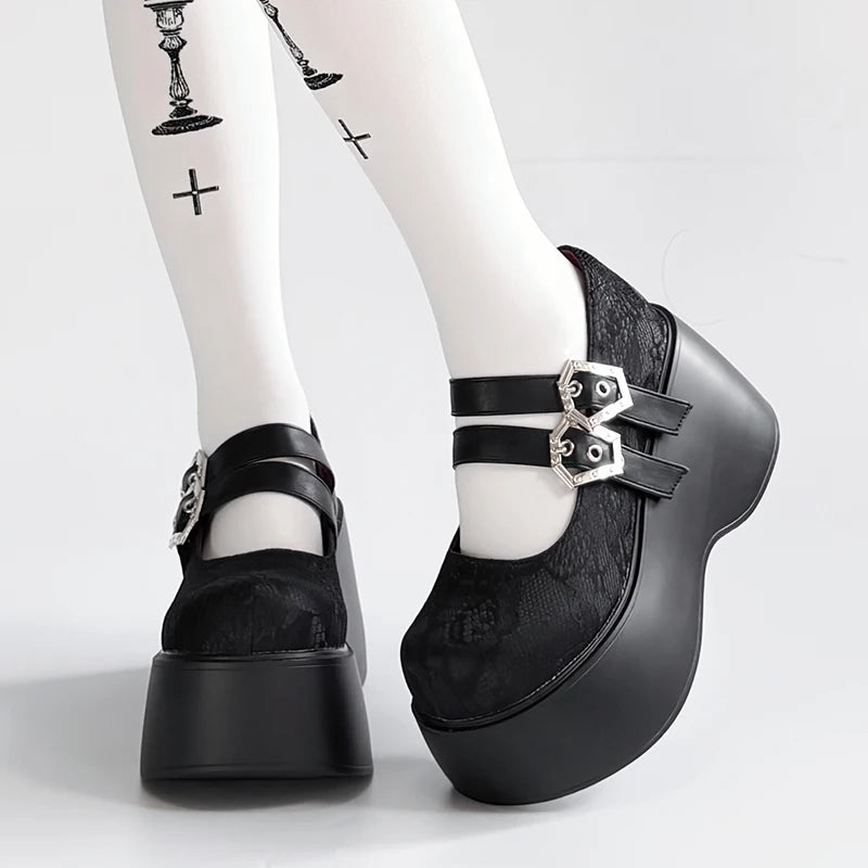 Sapato Lolita Punk Plataforma Nameless Witch