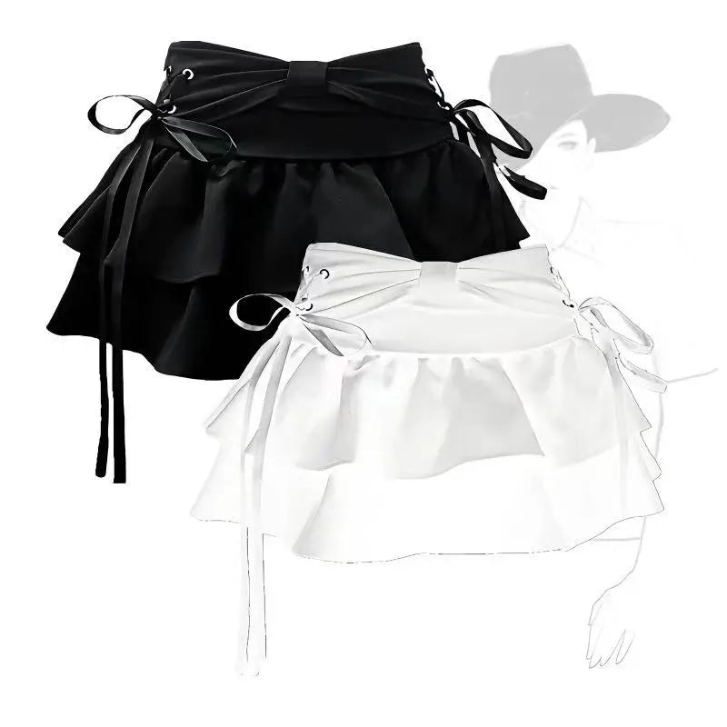 Saias Femininas com Camadas e Babados, Minissaia com Detalhes Cruzados, Shorts Embutidos, Skort Japonês Kawaii, Estilo Gótico Punk Y2K, Harajuku Anos 90, Sexy