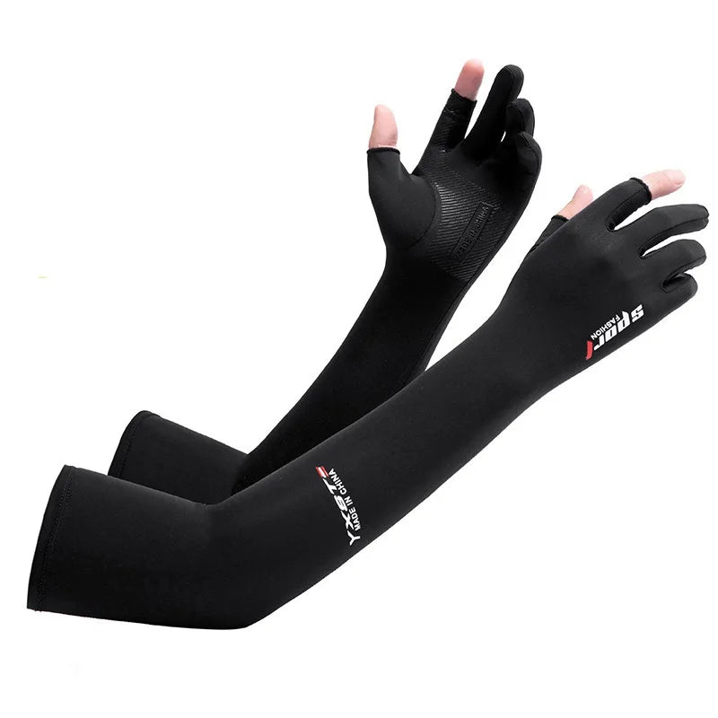 Mangas de braço solares uv, punhos longos para ciclismo, homens, mulheres, proteção solar legal, luvas de condução para motociclista, capa de mão, verão