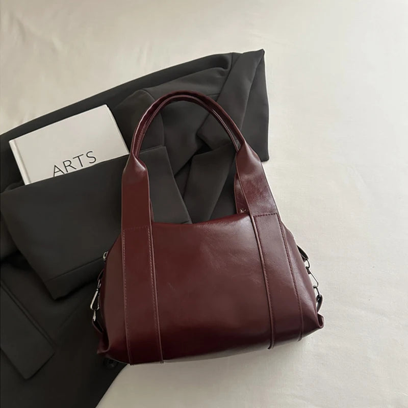 Bolsa de Ombro Feminina em Couro PU de Alta Qualidade, Grande Capacidade, Estilo Y2K, Bolsa de Braço com Rebites, Bolsa Boston Feminina para o Dia a Dia