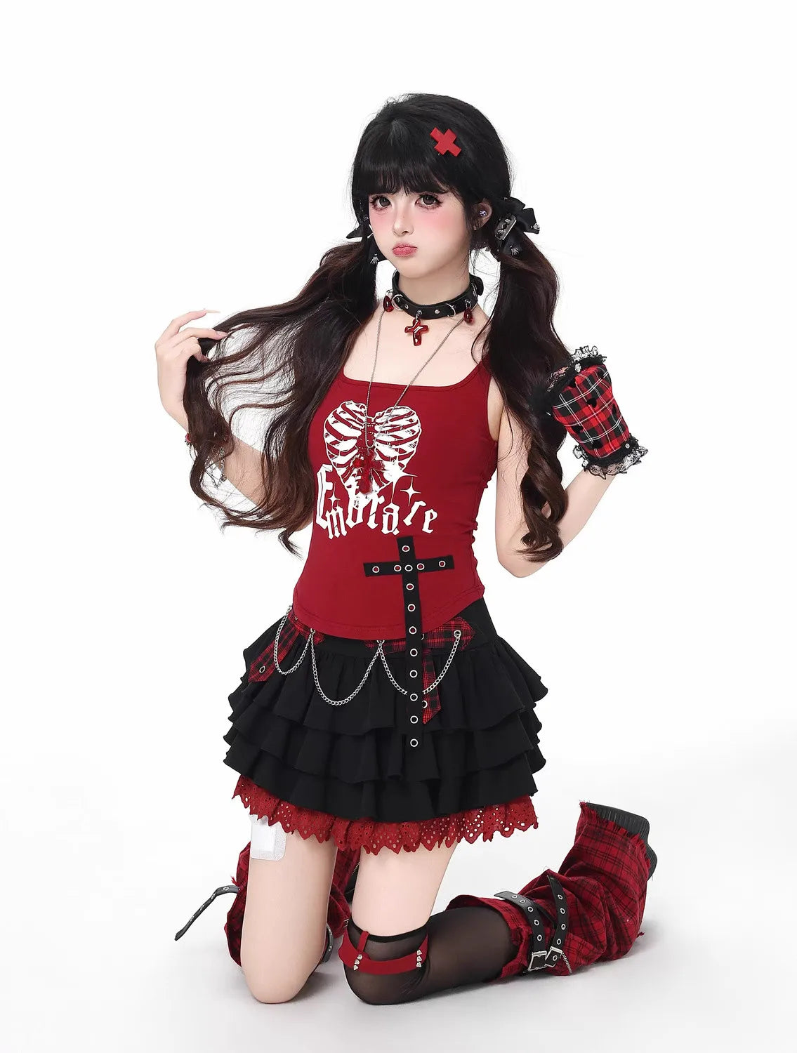 Conjunto Punk Princess Gótico 3 Peças