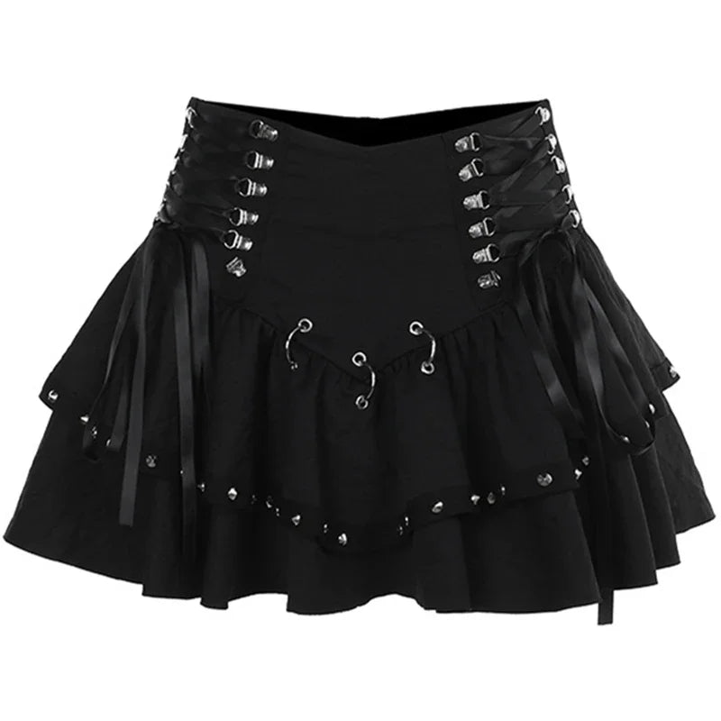 Mini Saia Punk Vintage com Rebites