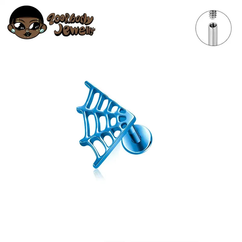 Astm f136 titânio grande aranha web laboratório piercing punk gótico orelha helix plana tragus piercing labret festa de halloween jóias do corpo