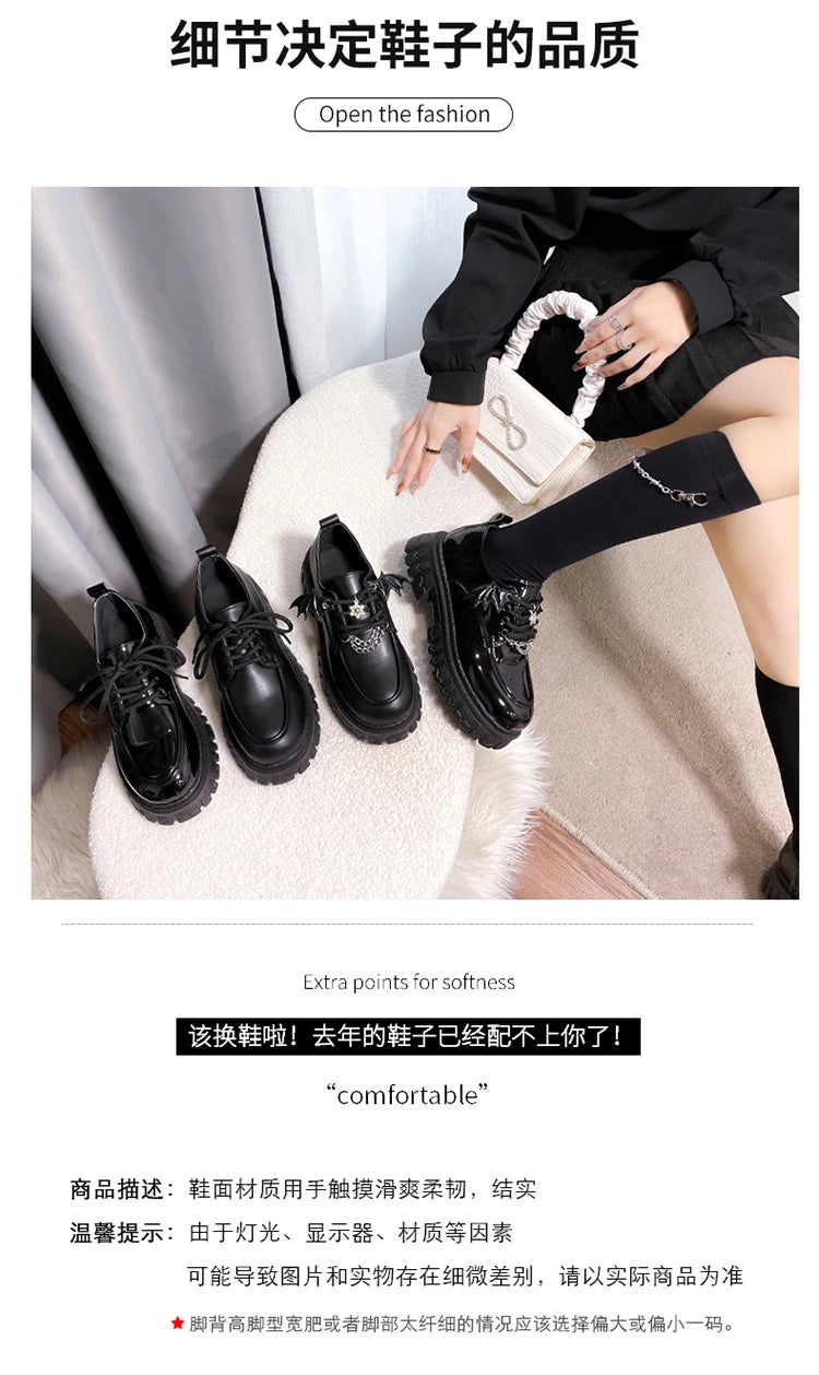 Punk vento moda único sapatos outono novo diabo bat asas gótico sapatos femininos fundo grosso plataforma à prova dwaterproof água corrente de metal