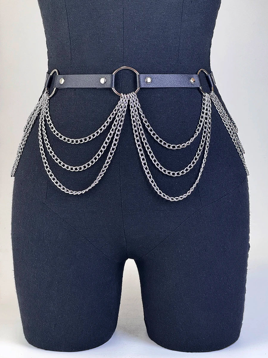    Mulheres sexy cinto de couro cintura corrente arnês moda cintura acessório lazer punk gótico roupas jóias cinto