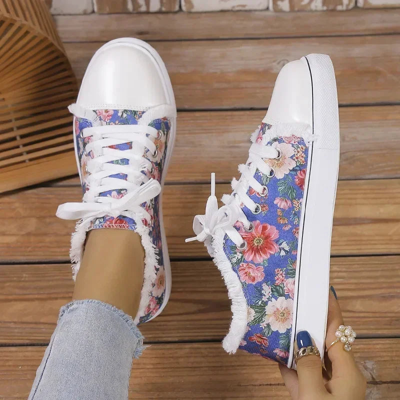 Crânio feminino morcego padrão sapatos vulcanizados sapatos planos moda rendas até tênis feminino casual respirável sapato de lona 2024