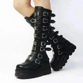 Botas longas para mulheres sapatos góticos plataforma joelho botas altas punk preto sexy motocicletas botas novo halloween cosplay sapatos femininos