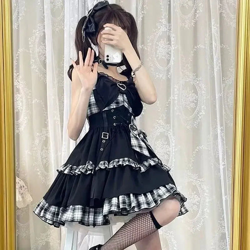 2025 gótico doce floral cinta lolita vestido feminino causal y2k festa midi vestido praia arco kawaii roupas de uma peça vestido punk