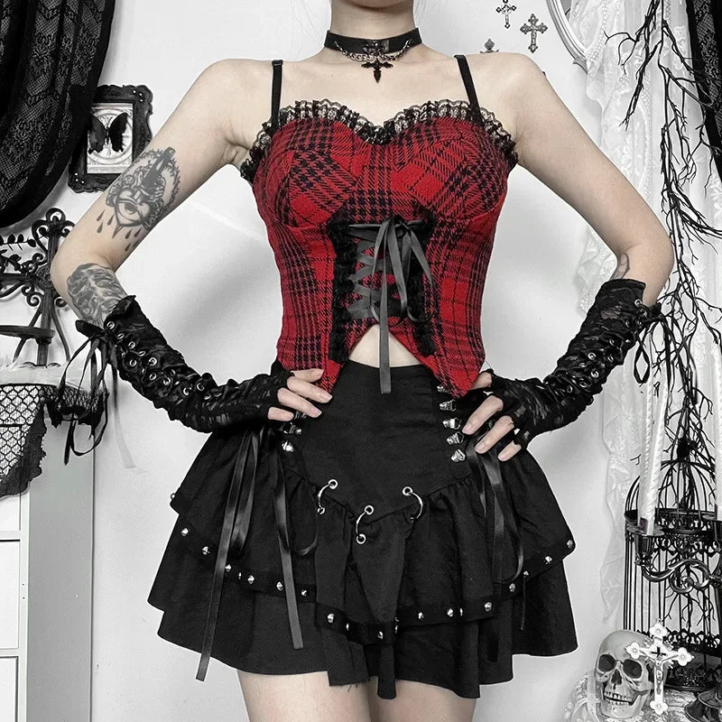 Mini Saia Punk Vintage com Rebites